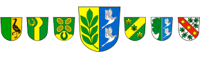 Gemeindewappen mit allen Ortsteilwappen