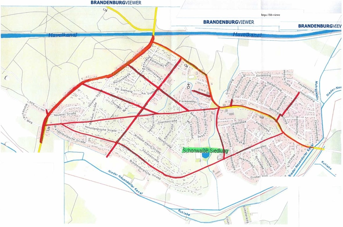 Übersicht Straßenreinigung Schönwalde-Siedlung